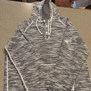 Puma Men's Charcoal and White Knit Hoodie